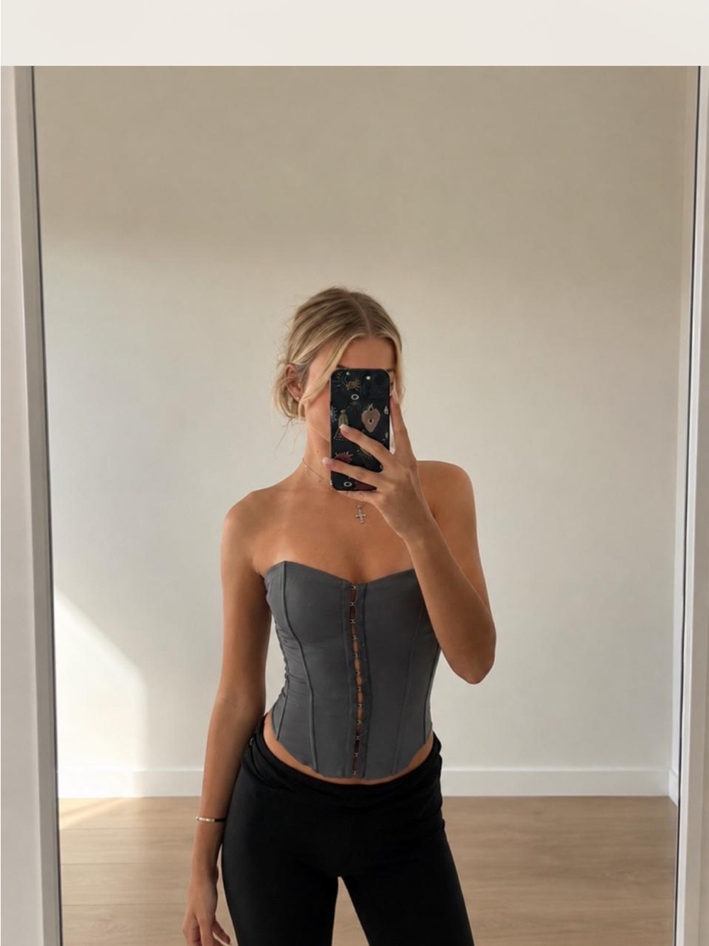 Princess Polly Strapless Grey Corset Top with Front Hook Closure